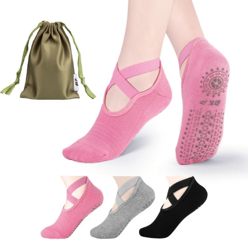 BKP Yoga Socks for Women,Pilates Socks Non Slip Grip Socks Suitable for Ballet,Plasticity,Dance,Home,Training - Image 1